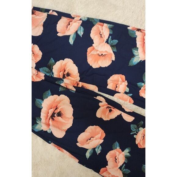 HONEY & LACE Womens Palazzo Wide Leg Floral Blue Pants Boho Retro Plus Size 2X - Picture 6 of 9